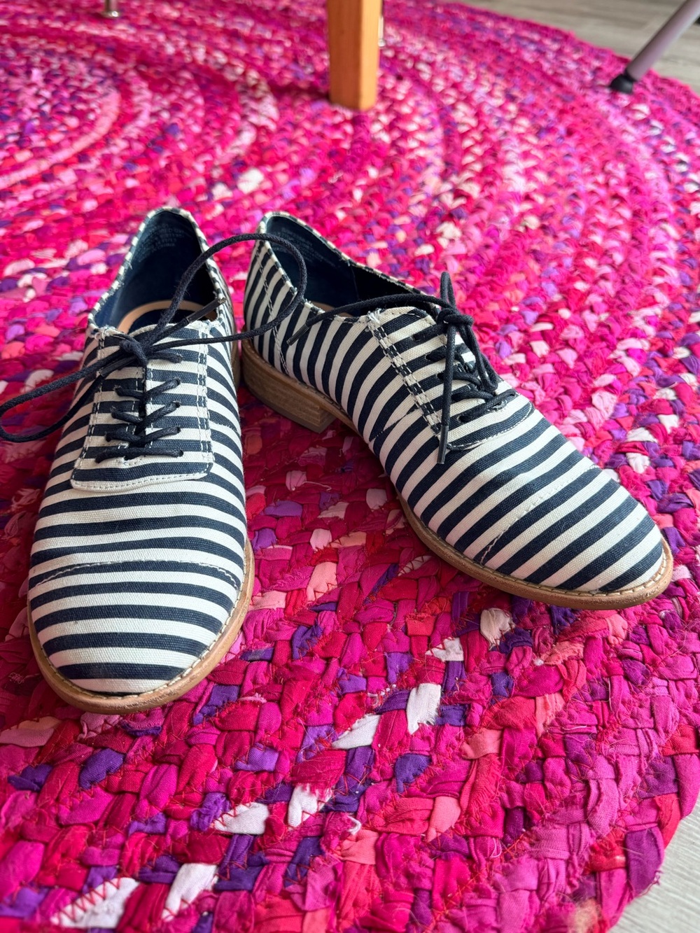 GAP Navy and White Striped Lace-Up Flats